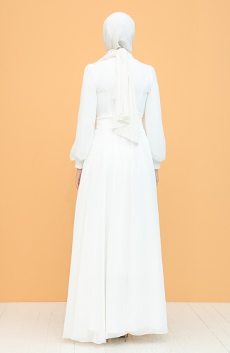 White Hijab Evening Dress 5408-04