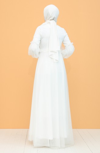 Weiß Hijab-Abendkleider 5474-06
