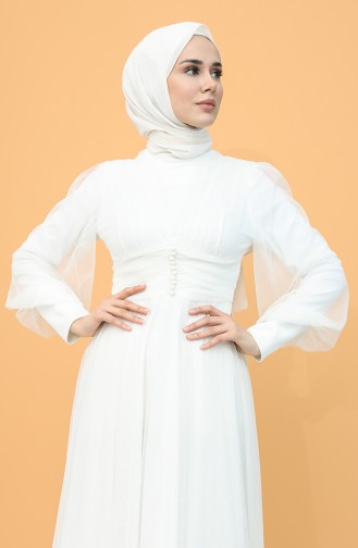 Weiß Hijab-Abendkleider 5478-03