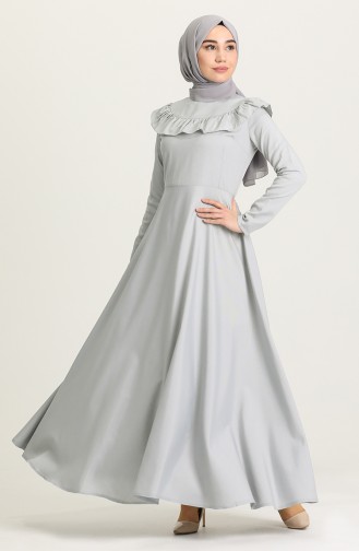 Grau Hijab Kleider 7280-07
