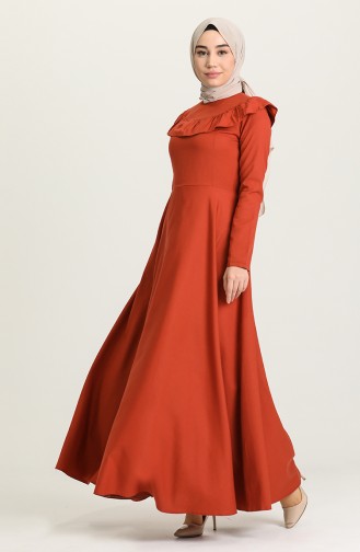 Brick Red Hijab Dress 7280-16