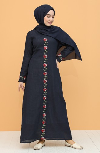 Dunkelblau Hijab Kleider 0043-02