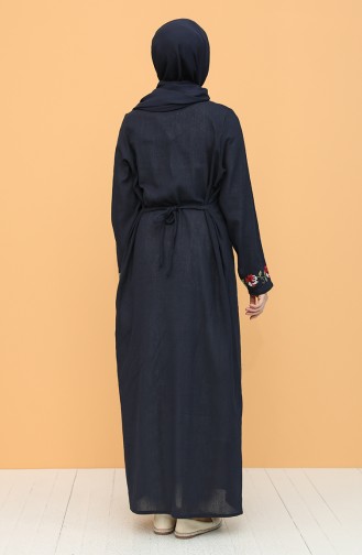 Navy Blue Hijab Dress 0043-02