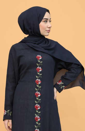 Navy Blue Hijab Dress 0043-02