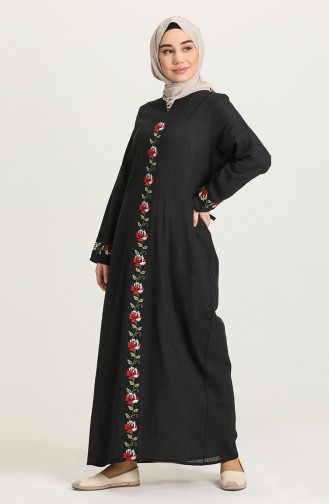 Schwarz Hijab Kleider 0043-03