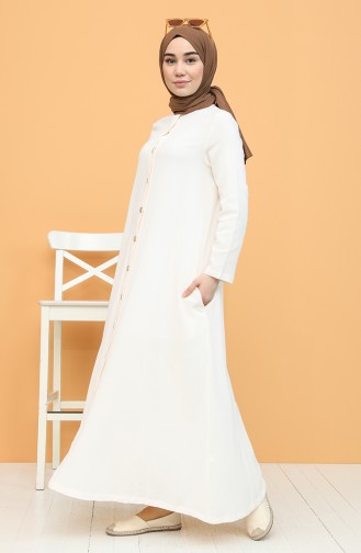 Cream Hijab Dress 12204-02