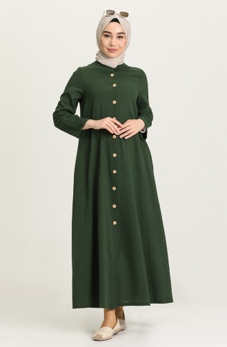 Dark Khaki Hijab Dress 12204-05