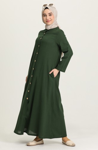 Dark Khaki Hijab Dress 12204-05
