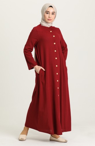 Weinrot Hijab Kleider 12204-07