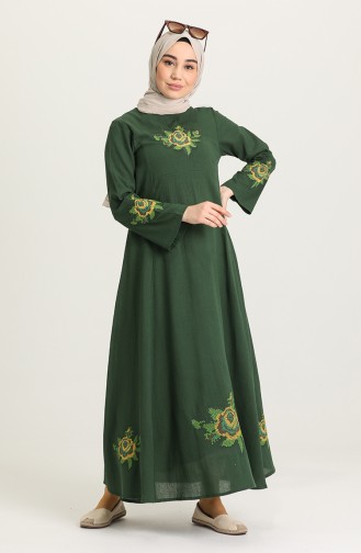 Dark Green Hijab Dress 22210-08