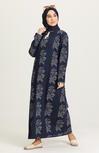 Navy Blue Hijab Dress 32201A-02