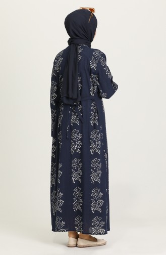Navy Blue Hijab Dress 32201A-02