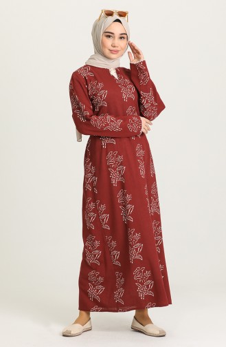 Claret Red Hijab Dress 32201A-03