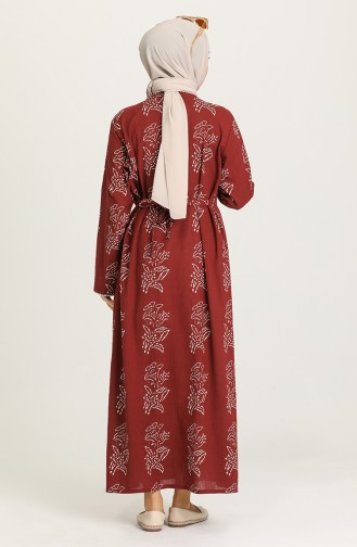 Claret Red Hijab Dress 32201A-03