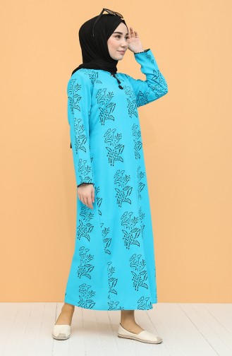 Blau Hijab Kleider 32201A-05