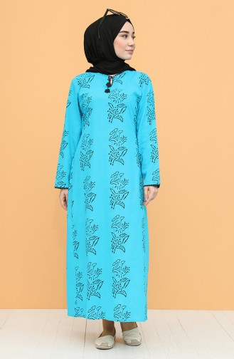 Blau Hijab Kleider 32201A-05