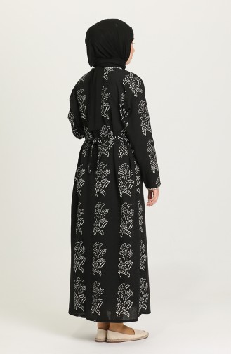 Schwarz Hijab Kleider 32201A-07