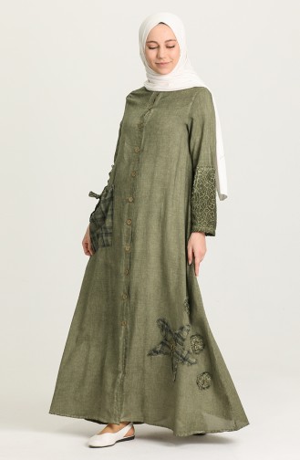 Khaki Hijab Dress 92207-03