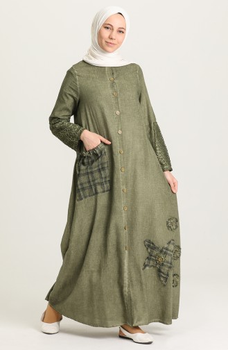 Khaki Hijab Dress 92207-03
