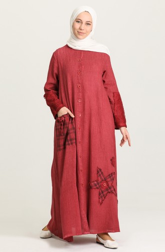 Claret Red Hijab Dress 92207-04