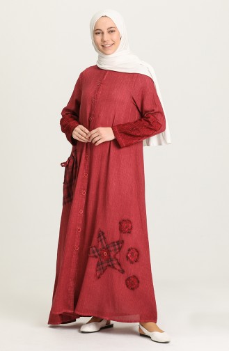 Claret Red Hijab Dress 92207-04
