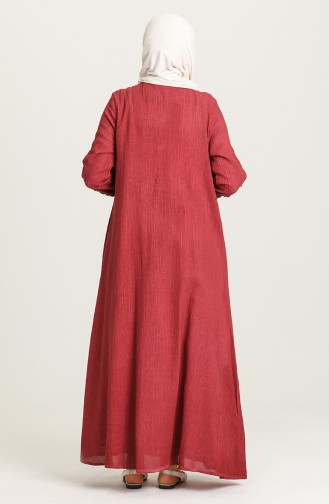 Claret Red Hijab Dress 92207-04