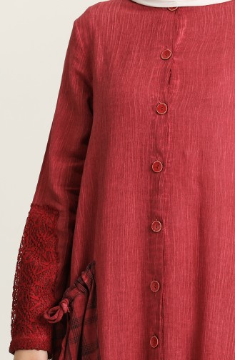Claret Red Hijab Dress 92207-04