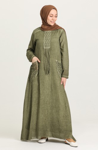 Khaki Hijab Dress 92211-04