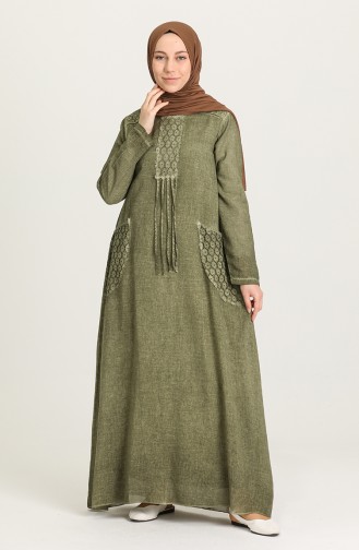 Khaki Hijab Dress 92211-04