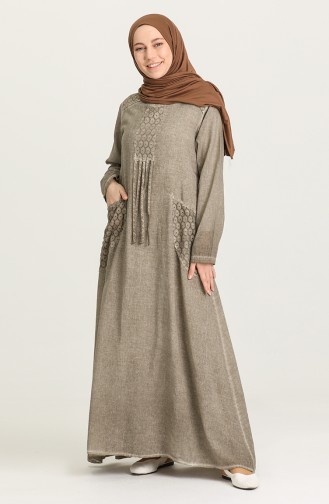 Beige Hijab Kleider 92211-05