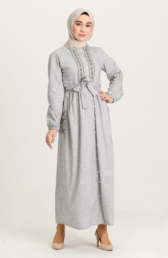 Gray Hijab Dress 21Y8260-06