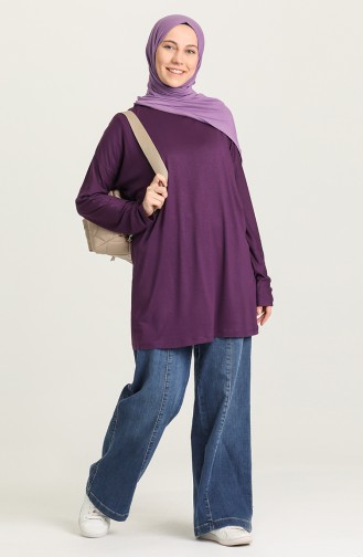 Sıfır Yaka Tunik 15025-03 Mor