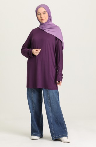 Sıfır Yaka Tunik 15025-03 Mor