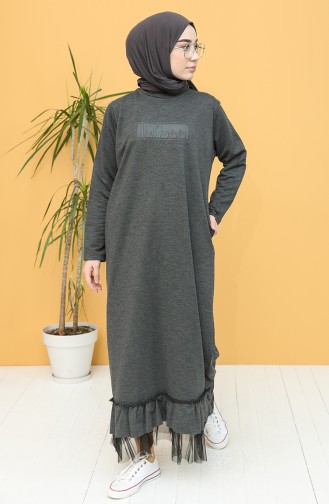 Anthrazit Hijab Kleider 4093-03