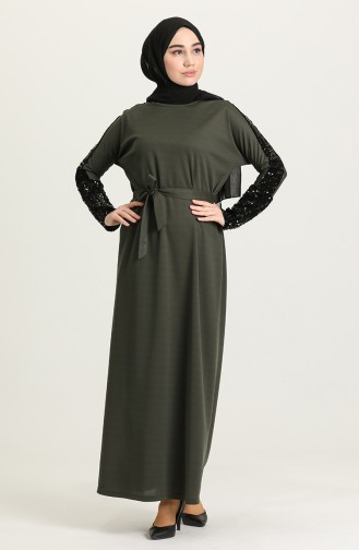 Khaki Hijab Dress 4001-03