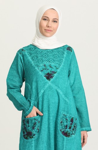 Grün Hijab Kleider 92206-03