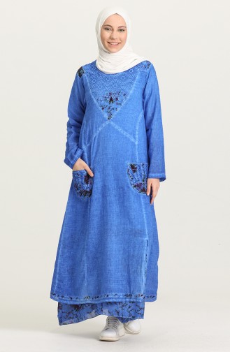 Saks-Blau Hijab Kleider 92206-04