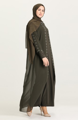 Khaki Hijab-Abendkleider 5066-01
