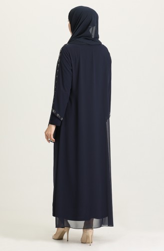Navy Blue Hijab Evening Dress 5066-02