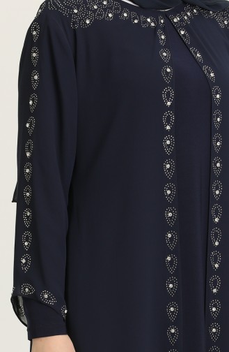 Navy Blue Hijab Evening Dress 5066-02