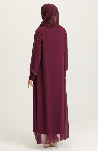 Plum Hijab Evening Dress 5066-04