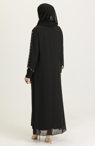 Black Hijab Evening Dress 5066-05