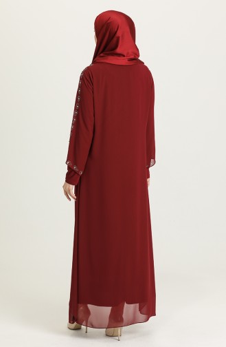 Claret Red Hijab Evening Dress 5066-06