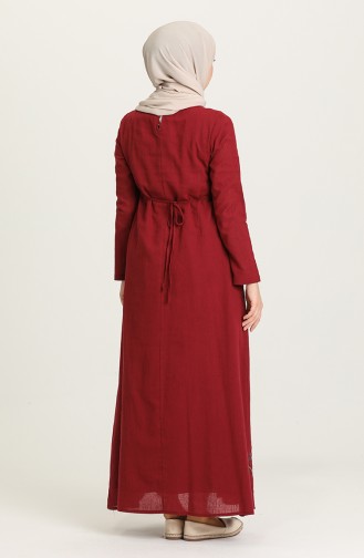 Claret Red Hijab Dress 22215 -03