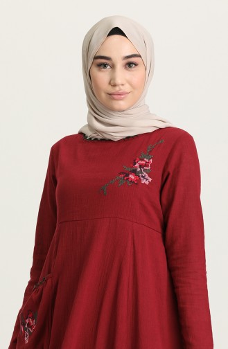 Claret Red Hijab Dress 22215 -03