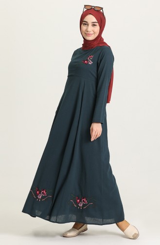 Robe Hijab Pétrole 22215 -08