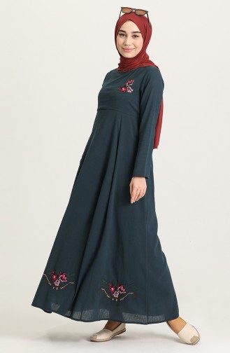 Petrol Hijab Dress 22215 -08