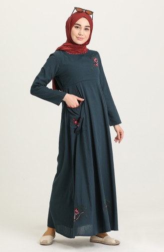 Robe Hijab Pétrole 22215 -08