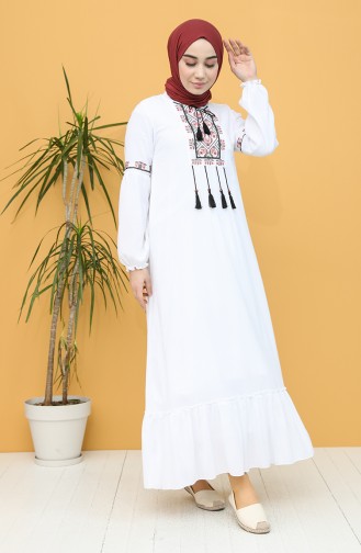White Hijab Dress 22218-02