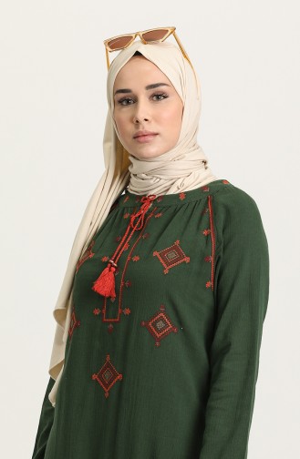 Grün Hijab Kleider 22221-03